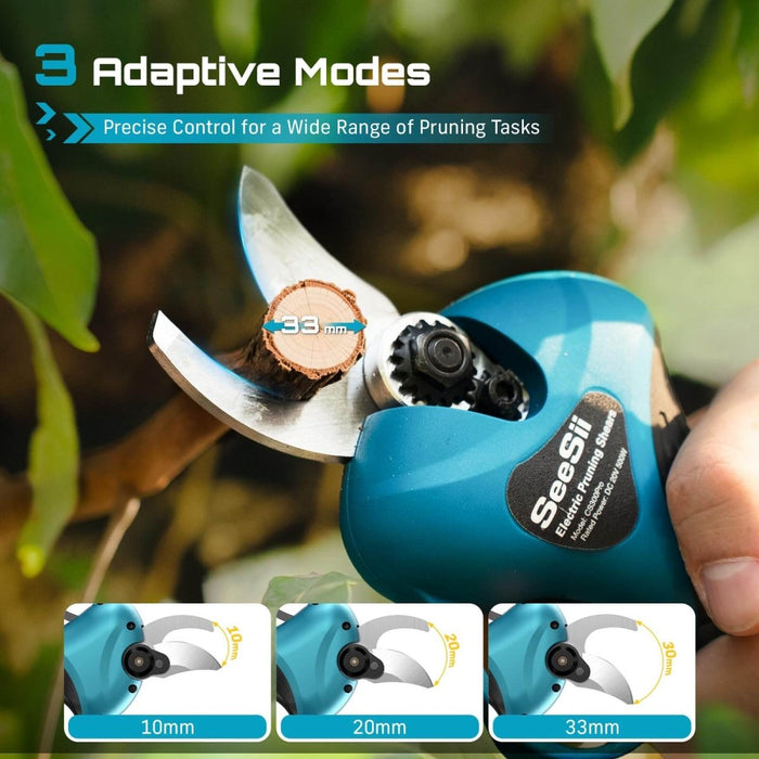 SEESII Mini Chainsaw & Pruning Shears: 6" Electric Saw Brushless & 1.3" Pruner with 2×2.0Ah Batteries - SeeSii