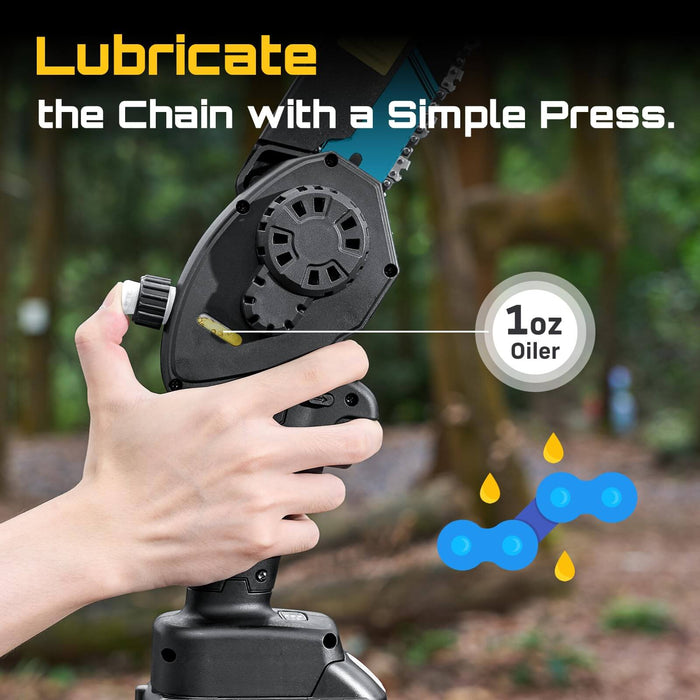Mini Chainsaw Cordless 8 inch: Electric Chainsaw Battery Powered, Brushless Chain Saw with Auto Oiler, 2pcs Battery, Handheld Saw for Tree Branch Wood Cutting,Gardening Tools for Men Dad Husband
