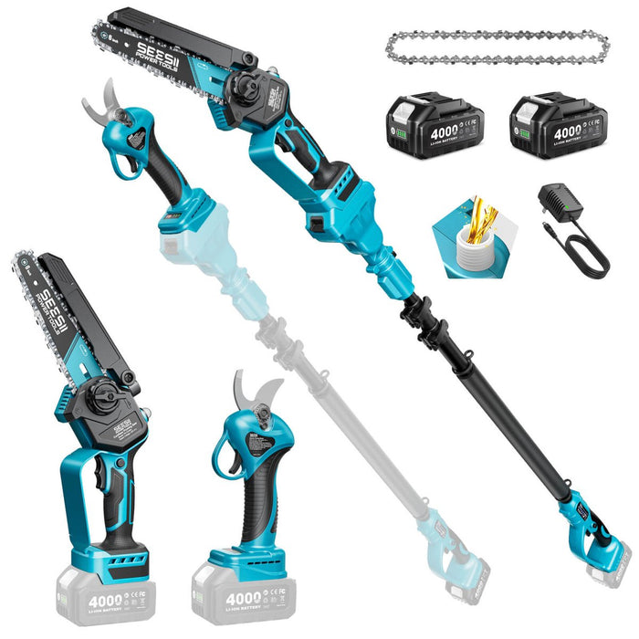 SEESII P6 Combo 4 - in - 1 Cordless Pole Saw & Pruning Shears Kit - Pole Saw - SeeSii