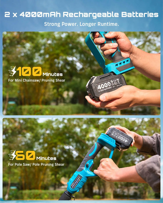 SEESII P6 Combo 4 - in - 1 Cordless Pole Saw & Pruning Shears Kit - Pole Saw - SeeSii