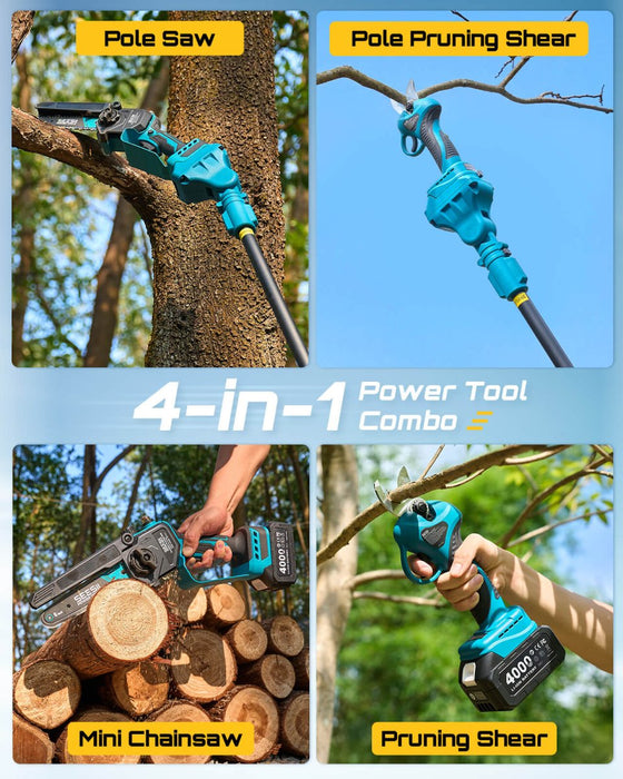 SEESII P6 Combo 4 - in - 1 Cordless Pole Saw & Pruning Shears Kit - Pole Saw - SeeSii