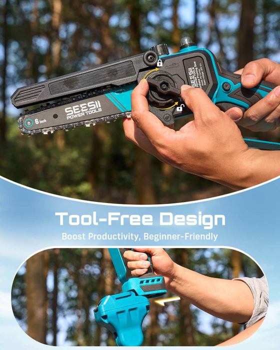 SEESII P6 Combo 4 - in - 1 Cordless Pole Saw & Pruning Shears Kit - Pole Saw - SeeSii