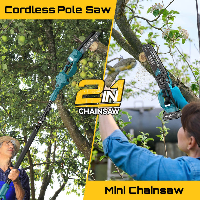 Seesii P8 Ace 2 - in - 1 Pole Saw & Mini Chainsaw, battery powered pole chainsaw - chainsaw - SeeSii