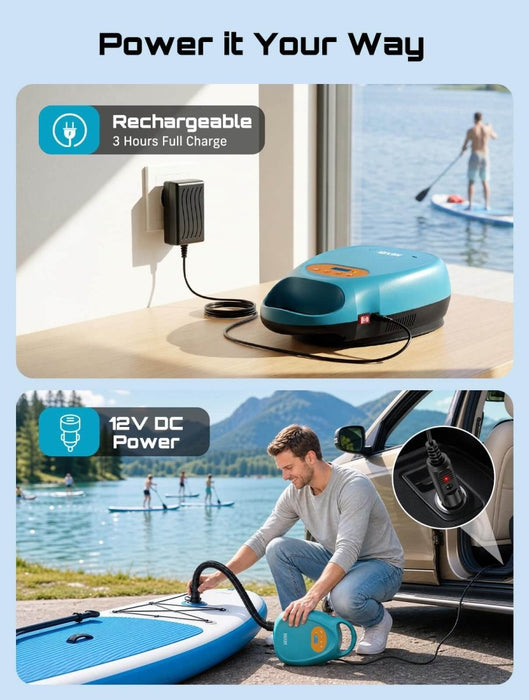 Seesii Paddle Board Pump Rechargeable Battery-Powered 20PSI Dual Stage SUP Pump - SeeSii