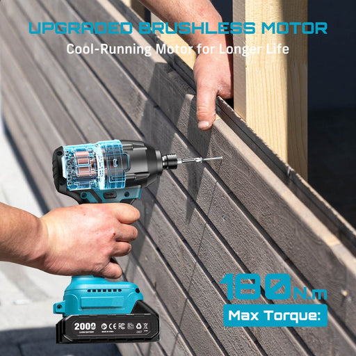 Seesii QH150 Impact Driver Kit, 21V Max Torque 1590In - lbs(180N.m) Cordless Impact Driver Set with Two 2.0Ah Battery, 1/4" Hex Chuck Power Impact Drill - impact Driver - SeeSii