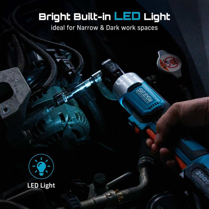 SEESII R38 Nova 3/8" Cordless Electric Ratchet Wrench Set, 60 ft - lbs Torque, 21V, Up to 300 RPM, 2×2.0Ah Batteries, Sockets, Adapters & Extension - ratchet wrench - SeeSii