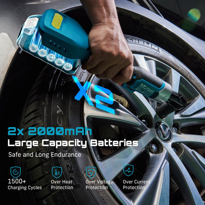 SEESII R38 Nova 3/8" Cordless Electric Ratchet Wrench Set, 60 ft - lbs Torque, 21V, Up to 300 RPM, 2×2.0Ah Batteries, Sockets, Adapters & Extension - ratchet wrench - SeeSii