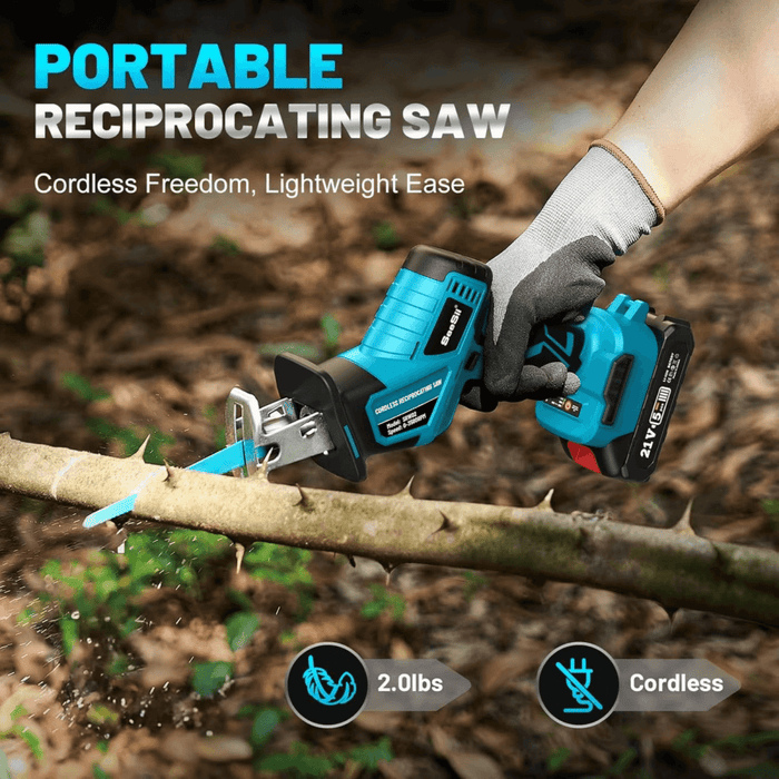Seesii Reciprocating Saw Cordless, 3500 RPM Brushless Motor with 2 x 2.0Ah Batteries - SeeSii