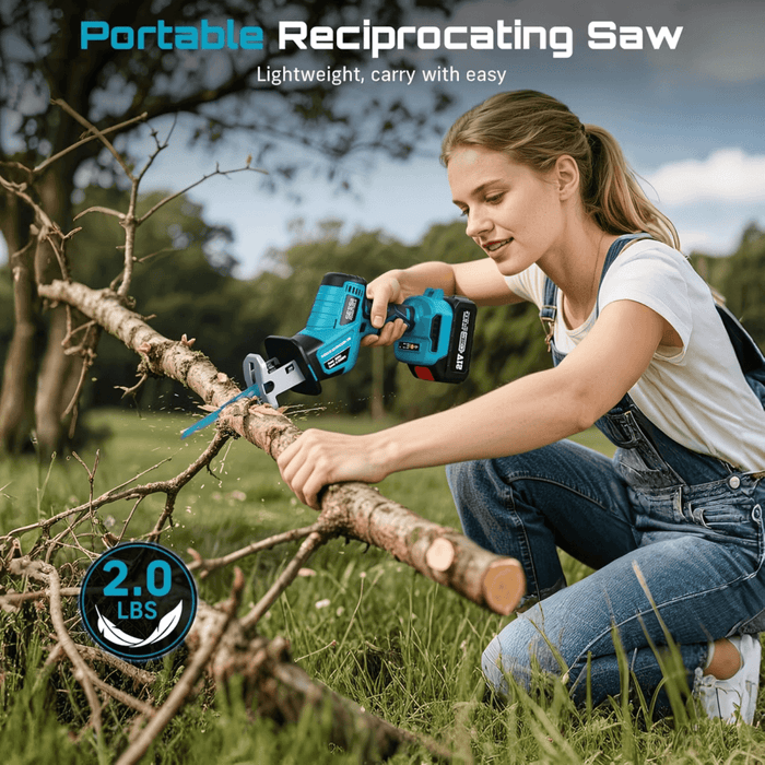 Seesii Reciprocating Saw Cordless, 3500 RPM Brushless Motor with 2 x 2.0Ah Batteries - SeeSii