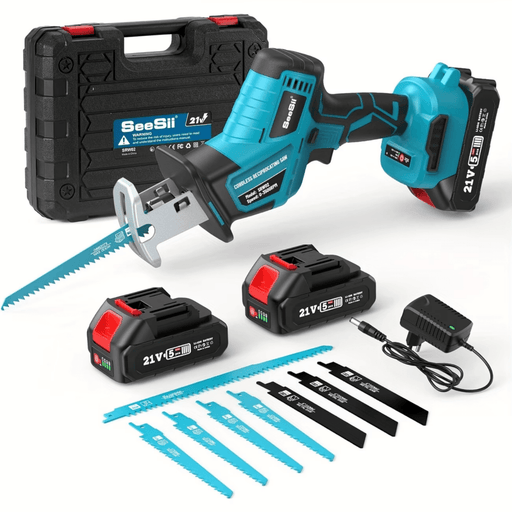 Seesii Reciprocating Saw Cordless, 3500 RPM Brushless Motor with 2 x 2.0Ah Batteries - SeeSii