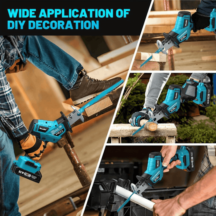 Seesii Reciprocating Saw Cordless, 3500 RPM Brushless Motor with 2 x 2.0Ah Batteries - SeeSii
