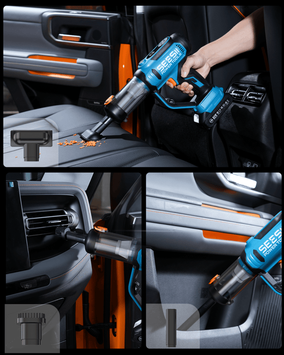 SEESII T7 MAX 3 - in - 1 Tire Inflator & Car Vacuum, 150 PSI Portable Air Compressor, 21V Cordless with Digital Gauge & LED Searchlight - SeeSii