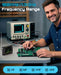 Seesii ZS407 TinySA Ultra+ 7.3GHz spectrum analyzer lab scene banner, 100kHz-7.3GHz full HF MF VHF UHF frequency coverage demo