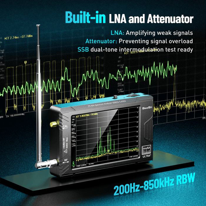 SEESII TinySA Ultra+ ZS406 Spectrum Analyzer, 100kHz–5.4GHz Handheld RF Analyzer - Spectrum Analyzer - SeeSii