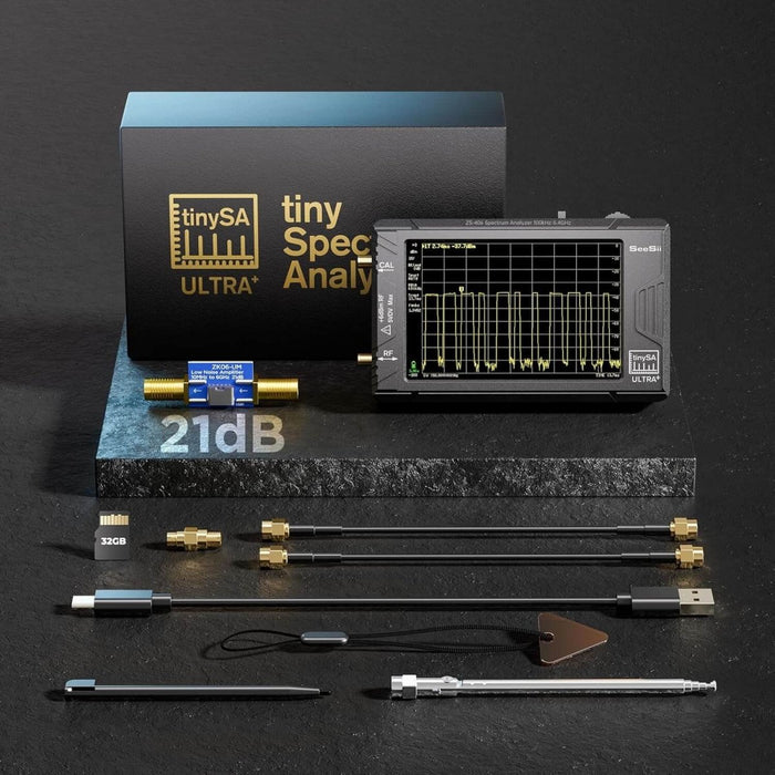 SeeSii TinySA Ultra+ ZS406 Spectrum Analyzer (5.4 GHz) – Handheld RF Spectrum Analyzer & Signal Generator, 4.0" Touch, 32 GB SD, with 21 dB USB - C LNA - Spectrum Analyzer - SeeSii