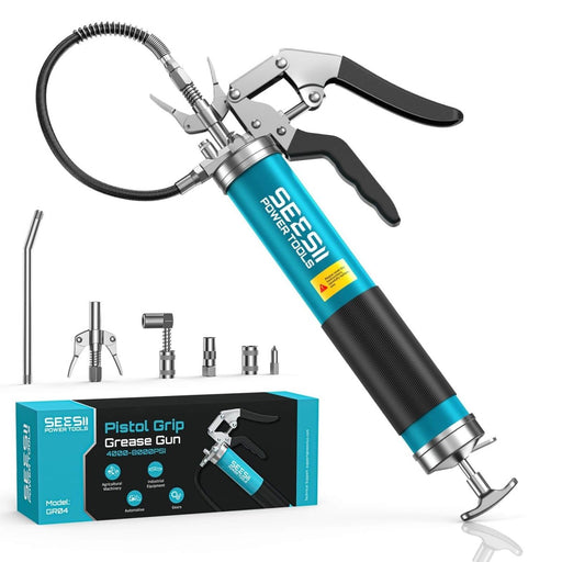 SEESII Upgraded 8000PSI 14oz Pistol Grip Grease Gun Kit for Auto Farm Industrial Use(GR04) - SeeSii