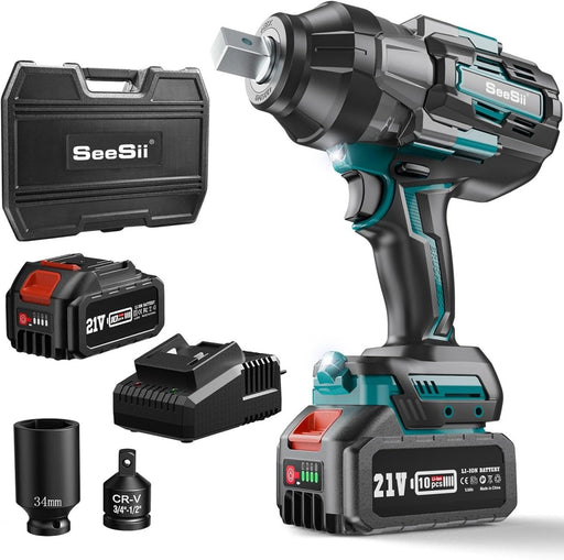 Seesii WH1000 3/4‘’ 1600N.m Cordless Impact Wrench, 5.0Ah Battery, Brushless Motor, LED Light, 24x7 Customer Support - impact wrench - SeeSii