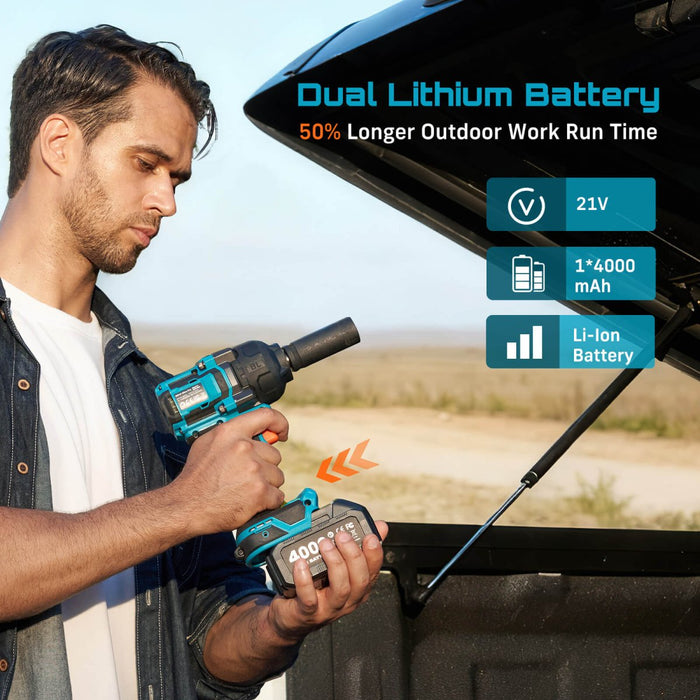 SeeSii WH12 Ultra 1/2″ Cordless Impact Wrench — 886 ft - lbs (1200 N·m) Breakaway, Brushless High - Torque Impact Gun, 21V 4.0Ah Battery, Socket Set & Case - impact wrench - SeeSii