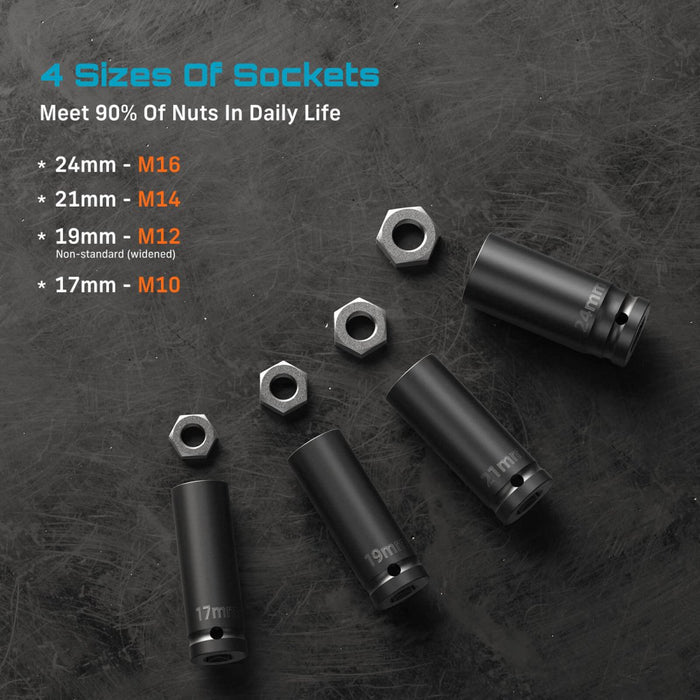 SeeSii WH12 Ultra 1/2″ Cordless Impact Wrench — 886 ft - lbs (1200 N·m) Breakaway, Brushless High - Torque Impact Gun, 21V 4.0Ah Battery, Socket Set & Case - impact wrench - SeeSii