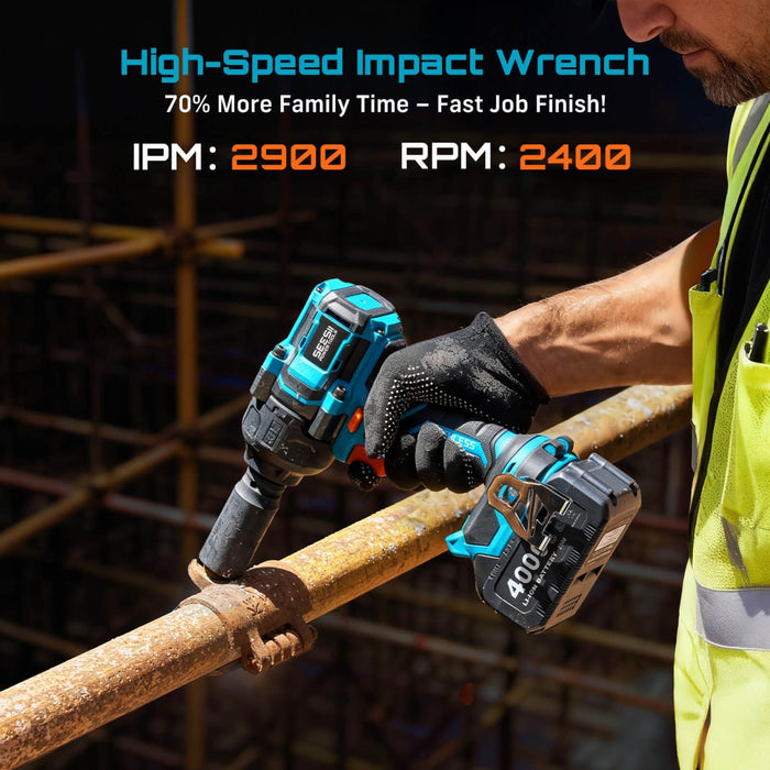 SeeSii WH12 Ultra 1/2″ Cordless Impact Wrench — 886 ft - lbs (1200 N·m) Breakaway, Brushless High - Torque Impact Gun, 21V 4.0Ah Battery, Socket Set & Case - impact wrench - SeeSii