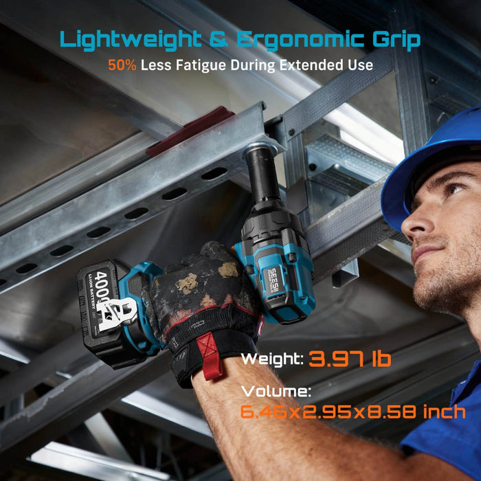 SeeSii WH12 Ultra 1/2″ Cordless Impact Wrench — 886 ft - lbs (1200 N·m) Breakaway, Brushless High - Torque Impact Gun, 21V 4.0Ah Battery, Socket Set & Case - impact wrench - SeeSii