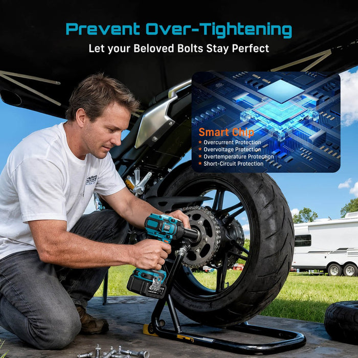 SeeSii WH12 Ultra 1/2″ Cordless Impact Wrench — 886 ft - lbs (1200 N·m) Breakaway, Brushless High - Torque Impact Gun, 21V 4.0Ah Battery, Socket Set & Case - impact wrench - SeeSii