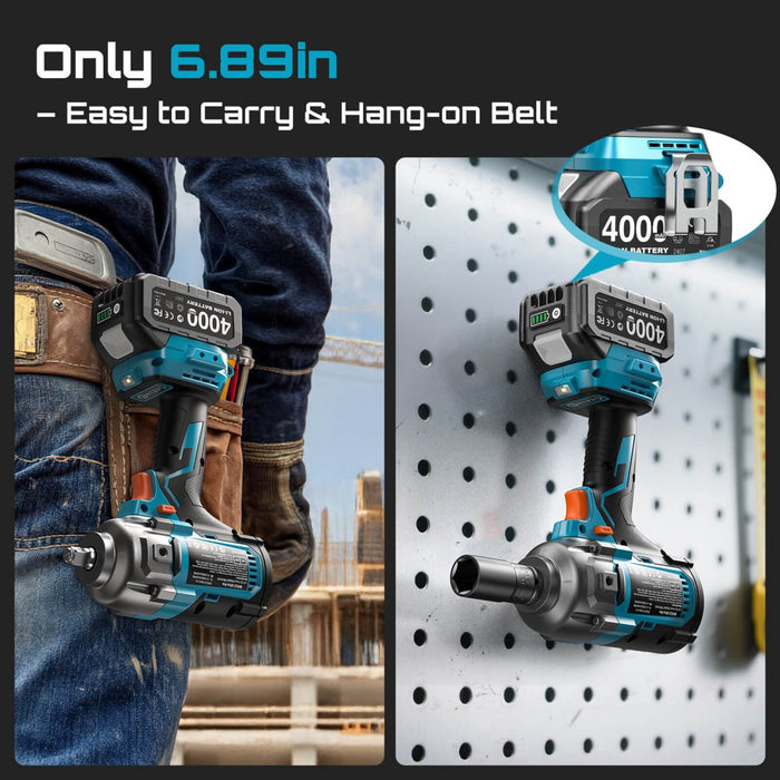 SEESII WH12 Ultra Pro 1/2" Cordless Impact Wrench, High - Torque Brushless Impact Gun, 2×4.0Ah Batteries, Detachable D - Handle - impact wrench - SeeSii