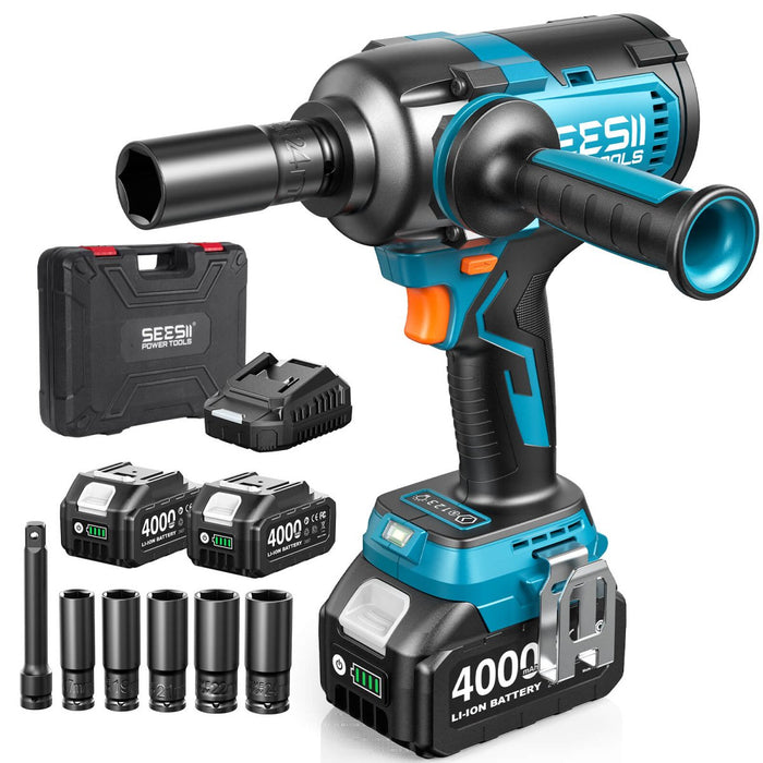 SEESII WH12 Ultra Pro 1/2" Cordless Impact Wrench, High - Torque Brushless Impact Gun, 2×4.0Ah Batteries, Detachable D - Handle - impact wrench - SeeSii