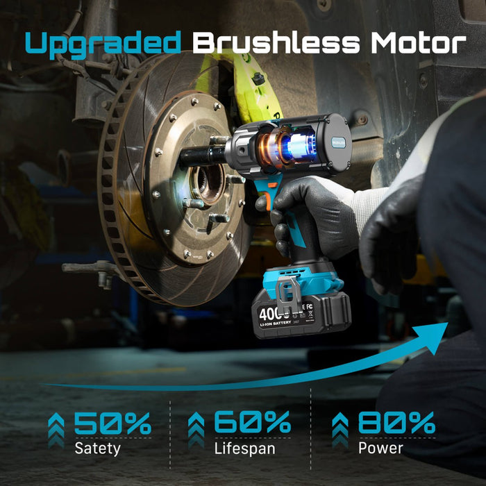 SEESII WH12 Ultra Pro 1/2" Cordless Impact Wrench, High - Torque Brushless Impact Gun, 2×4.0Ah Batteries, Detachable D - Handle - impact wrench - SeeSii