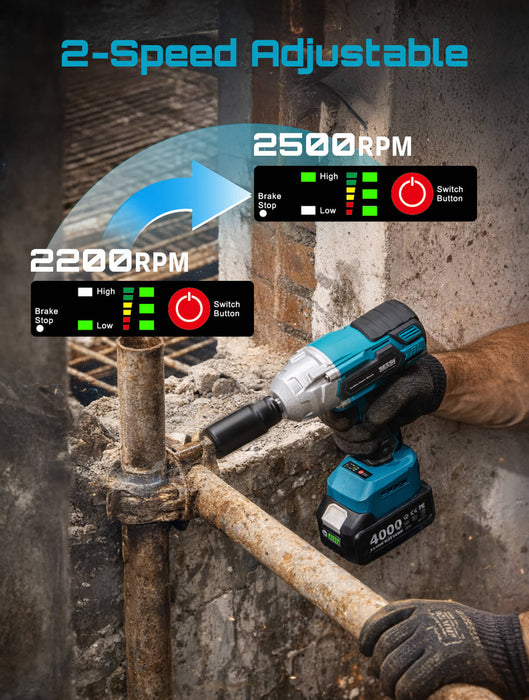 Seesii WH700 1/2‘’ Brushless 479 Ft-lbs(650Nm) Impact Wrench, 3in1 Functional - impact wrench-SeeSii