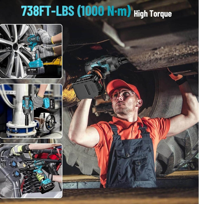 Seesii WH760 Cordless Impact Wrench - 1000Nm (738ft - lbs) 2*4.0AH Battery - impact wrench - SeeSii