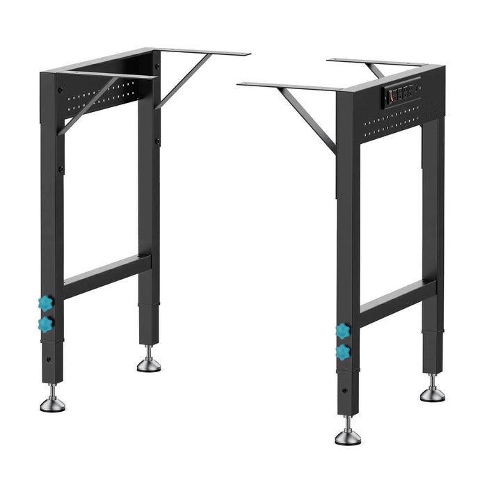 Seesii WB‑01 adjustable workbench frame with floor protectors, heavy‑duty black metal table legs