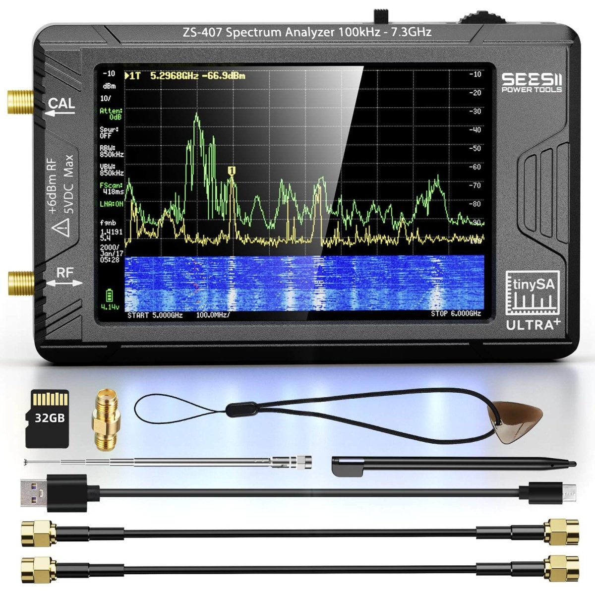 TinySA Ultra+ Spectrum Analyzer - 7.3GHz 2-in-1 RF Signal Tester