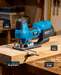 SEESII cordless jigsaw details: LED work light, dust port, parallel guide and non‑marring shoe guard