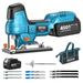 SEESII blue brushless cordless jigsaw complete kit with 4000mAh batteries, 9 saw blades and storage bag