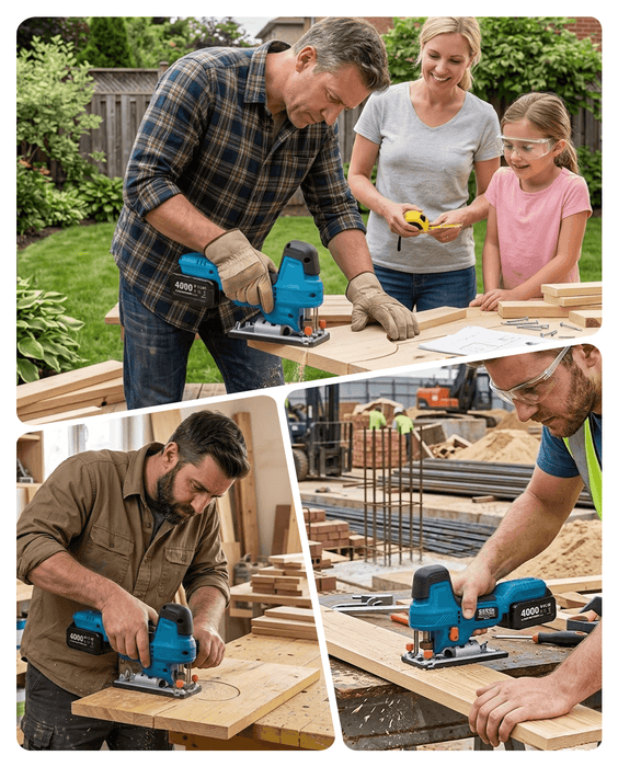 SEESII cordless jigsaw for home DIY, workshop and construction site woodworking projects
