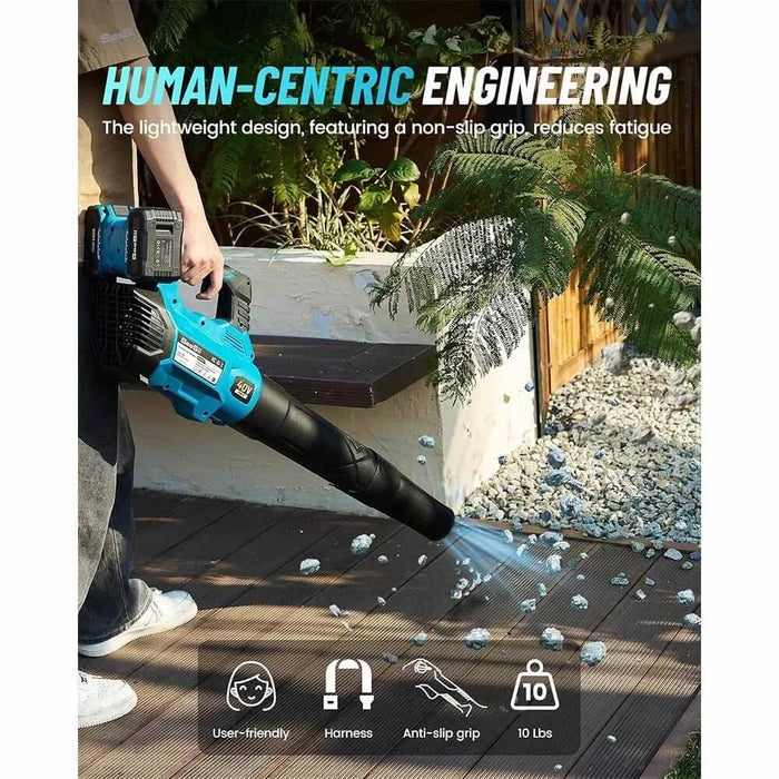 Seesii 40V leaf blower lightweight anti‑slip grip design for long‑time yard cleaning work