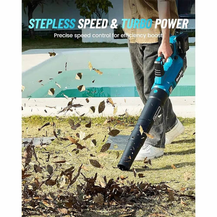 Seesii 40V cordless leaf blower stepless speed turbo power for heavy‑duty garden debris cleanup