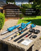 Seesii complete all‑in‑one kit includes pole saw head hedge trimmer head pole batteries charger shoulder strap and accessories