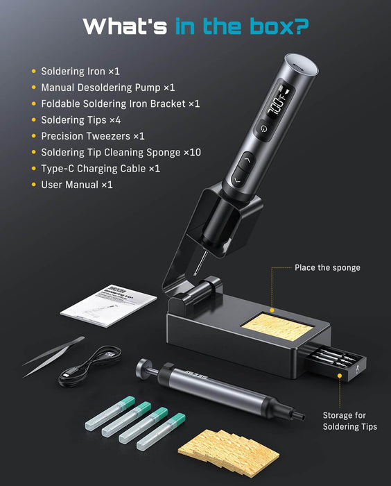 Seesii cordless soldering iron kit full package contents list