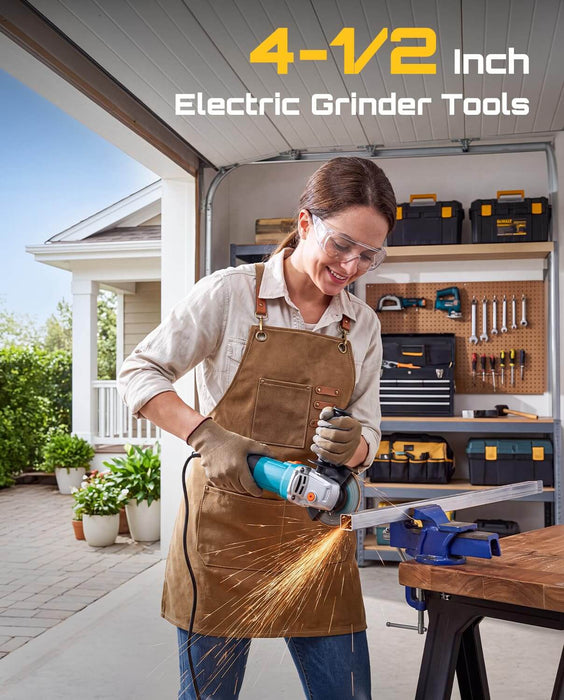 Seesii 4‑1/2 inch electric angle grinder for home garage DIY metal cutting projects