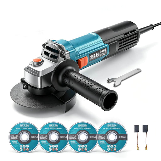 SEESII Angle Grinder 4-1/2 inch, 1200W Power Electric Grinder Tools | 13000 RPM,10Amp Motor with Cutting Wheels, Lightweight Portable, Auxiliary Handle for Cutting, Grinding, Rust Removal