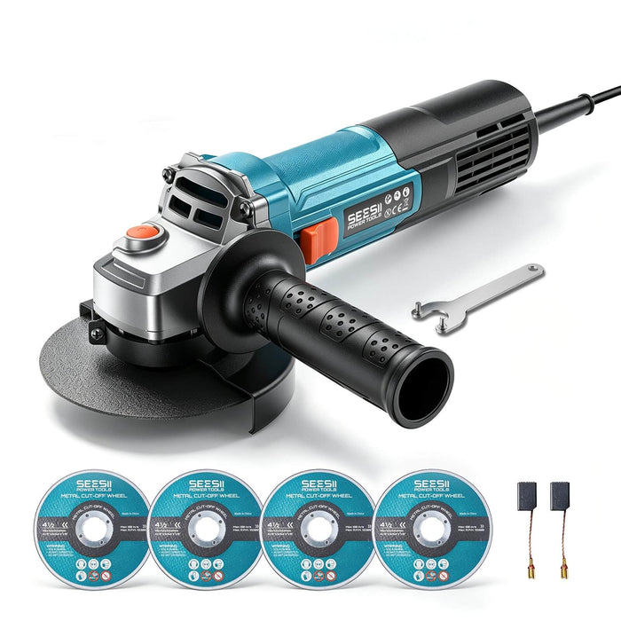 SEESII Angle Grinder 4-1/2 inch, 1200W Power Electric Grinder Tools | 13000 RPM,10Amp Motor with Cutting Wheels, Lightweight Portable, Auxiliary Handle for Cutting, Grinding, Rust Removal