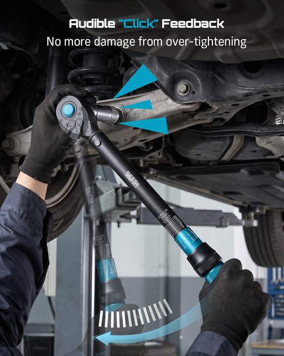 Audible click feedback of SeeSii torque wrench, prevent over‑tightening for vehicle undercarriage work