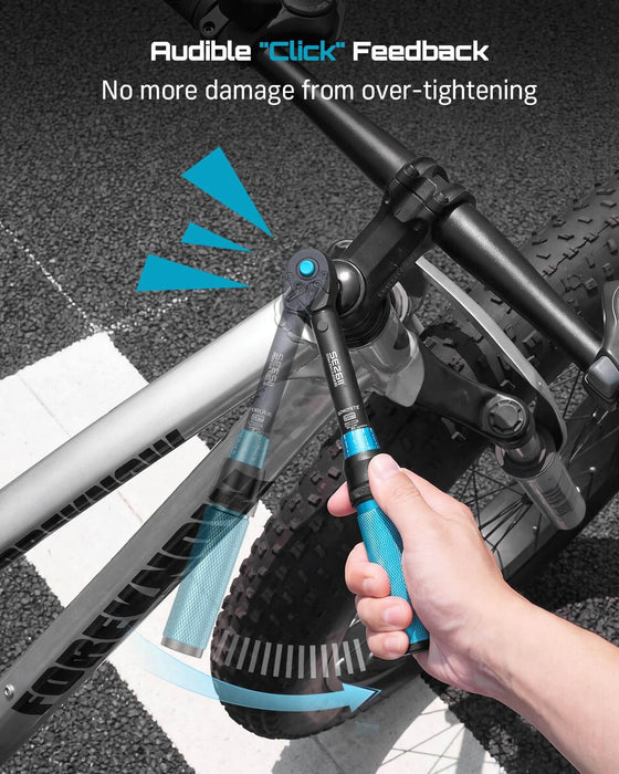 Audible click feedback of SEESII bike torque wrench, prevents over‑tightening damage during bicycle installation