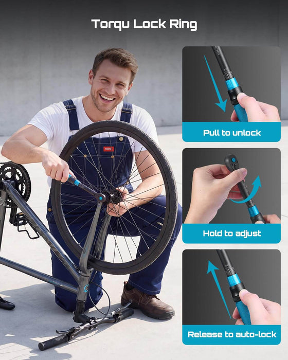 Torque lock ring operation guide for SEESII bicycle torque wrench: unlock, adjust torque and auto‑lock function
