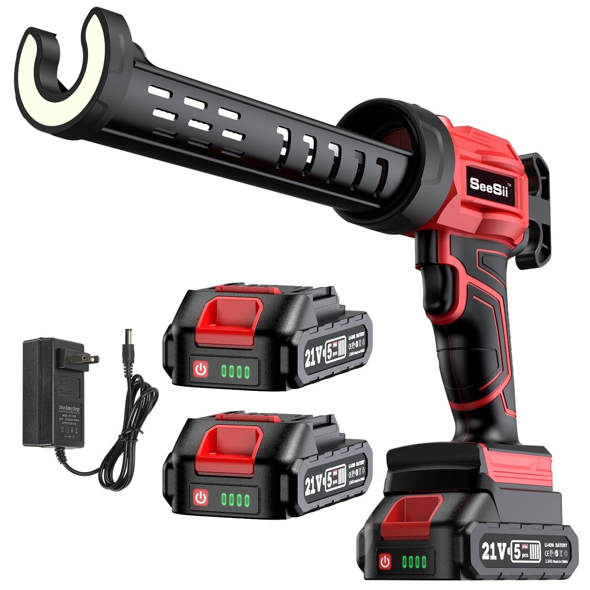 Seesii CG200 Cordless Caulking Gun,21V Battery Operated Caulk Gun w/2