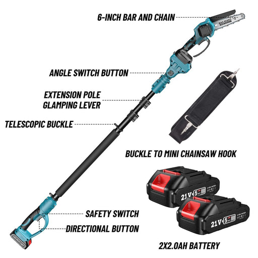 Seesii CH666 2-in-1 Cordless Pole Chainsaw, Pole Saw Battery Powered - chainsaw-SeeSii