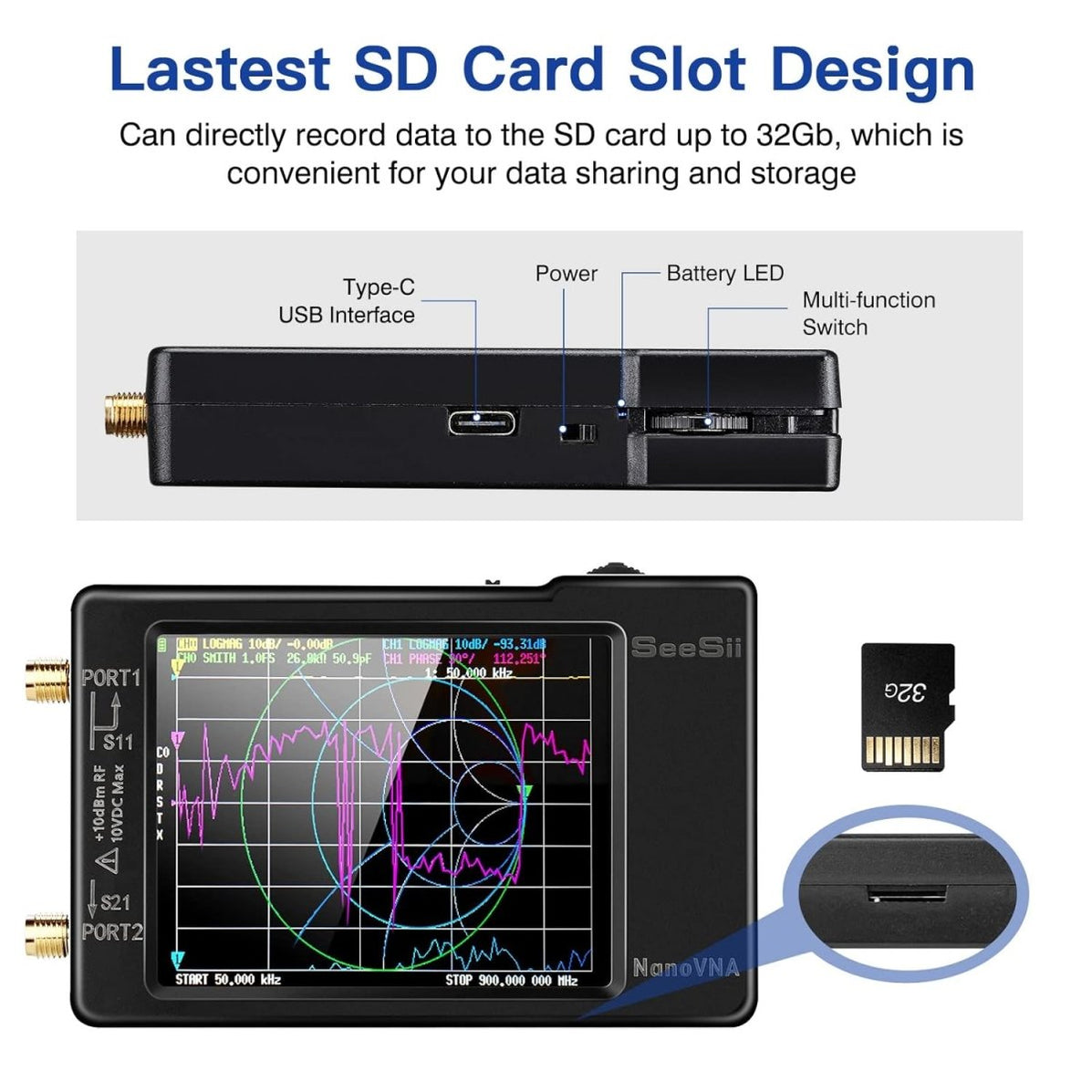 NanoVNA-H 50 KHz-1,5 GHz VNA 2,8 Zoll LCD HF VHF U... – Grandado NanoVNA-H 50 KHz-1,5 GHz VNA 2,8 Zoll LCD HF VHF U... – Grandado