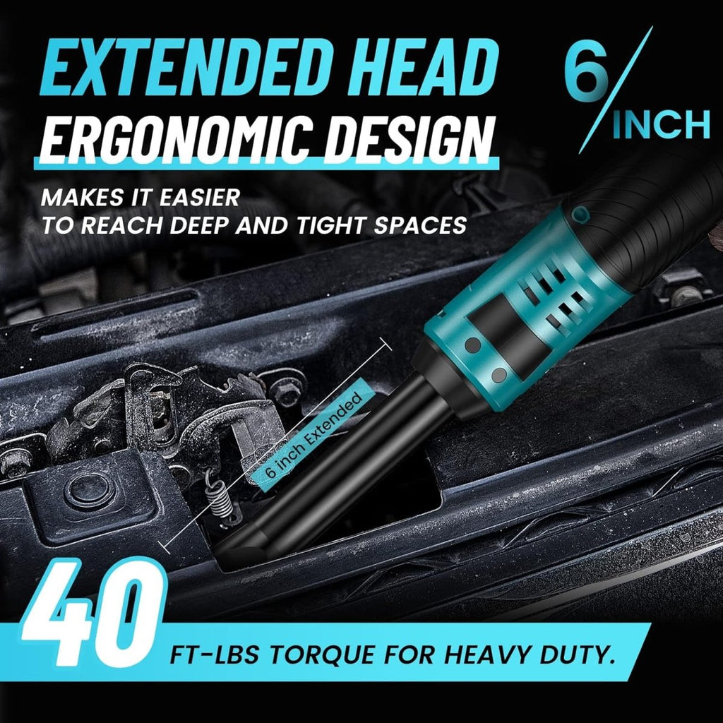 Electric Torque Wrench Seesii 3/8\" Cordless Ratchet Wrench 90Nm Brushless Ratchet Wrench 2 Ratchet Extension